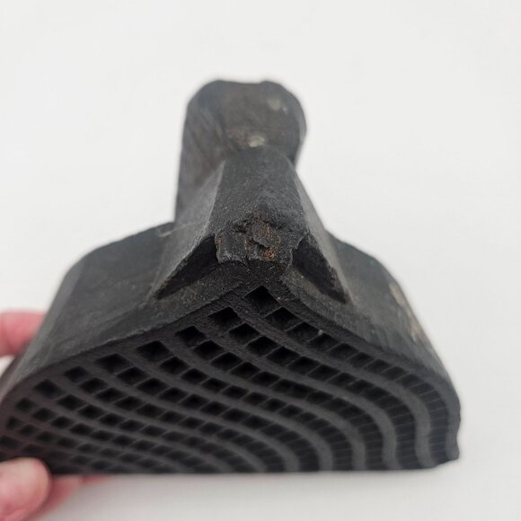 Antique Hand Carved Wood Textile Geometric Pattern Fabric Stamp Block - Picture 3 of 8